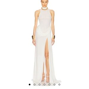 Chic White Backless Evening Dress